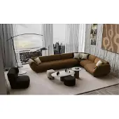 AEA Wohnzimmer Braune Polstergarnitur Edle L-Form Couch Sessel 2x Hocker