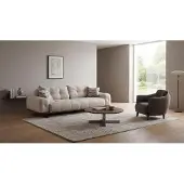 AEA Modernes Weißes 3-Sitzer Sofa Set mit Sessel Stoff Wohnzimmer