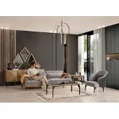 AEA Modern 3-Sitzer Sofa Sessel Grau Stoff Polstermöbel Wohnzimmer Set