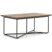 AEA Designer Couchtisch Geometrischem Schwarzem Metallgestell Holzplatte