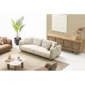 AEA Wohnzimmer-Set: 4-Sitzer Sofa mit Couchtisch, Beistelltisch & Konsole