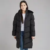 Board Angels Veste longue matelassée à capuche filles - Noir