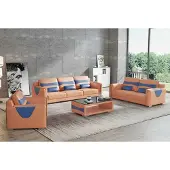 AEA Sofagarnitur Luxus Komplette Couchgarnitur Grau Kunstleder Sofa 321