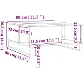 vidaXL Table basse gris béton 80x80x36,5 cm Bois composite