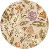 FRAAI Tapis rond lavable - Misty Flowers Crème | Ø 140cm | Rond | Pile courte