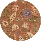 FRAAI Tapis rond lavable | Misty Flowers Terracotta | Ø 180cm | Terracotta | Polyester | Rond