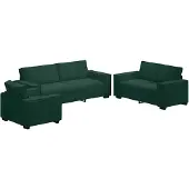 vidaXL Ensemble de canapés 3 pièces avec coussins vert foncé velours
