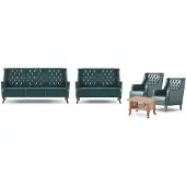 AEA Komplett Sofa-Set 3-Sitzer 2-Sitzer Sessel Holz Couchtisch Chesterfield