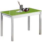 OEM Table, plateau en verre vert, structure métallique, 80x40 cm