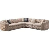 AEA Filigranes Ecksofa in zartem Beige mit eleganten geschwungenen Linien