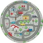 Tapis.fr Tapis pour enfant lavable Chiko gris 150 cm rond