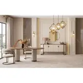 JVmoebel Ensemble de table à manger design avec chaises, buffet et miroir