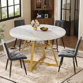 Merkloos Table ronde en MDF avec structure métallique