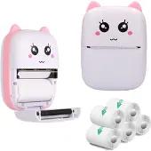 Extralink Kit Imprimante thermique EPP-001 rose + papier thermique autocollant 5 rouleaux