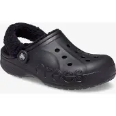 Crocs Sabots Baya doublés à bride en peluche - Noir/Noir