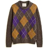 Gant pour homme. 8040258 Pull à losanges marron (L), Casuel, Laine Recycle