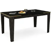 Dmora Asciano - Table fixe, 145x85x76h cm Noir, 8 places