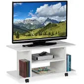 B2X Meuble TV blanc sur roulettes