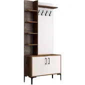 Skye Decor , Viyana D - Walnut, White, Armoires, Poteau d'entrée, Noyer, 90 x 200 x 35 cm