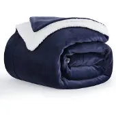 Aisbo Couverture polaire Sherpa, bleu, 150x200 cm