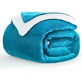 Aisbo Couverture polaire Sherpa, couleur pétrole, 150x200 cm