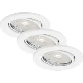 Briloner Lampe LED encastrée LEUCHTEN DIMM, 5,5 W, 460 lm, IP23, blanc, métal, incl., 3x GU10, intensité lumineuse variable, set de 3, Ø 8,6 cm