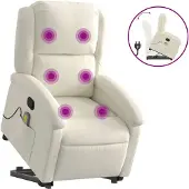 vidaXL Fauteuil de massage avec releveur Crème Velours