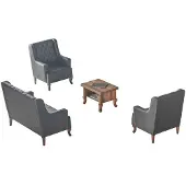 AEA Chesterfield Vielseitig Sofa-Set 3-Sitzer Sessel Braun Couchtisch Schwarz