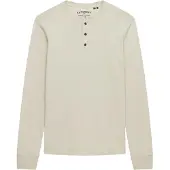 Superdry pour homme. M6010907A T-shirt beige Classic Essential grandad (L), Casuel, Coton, Manche longue