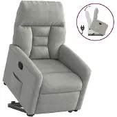 vidaXL Fauteuil relax avec releveur Gris clair Tissu microfibre