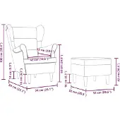 vidaXL Fauteuil avec repose-pieds vin rouge Tissu