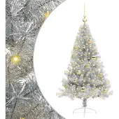 vidaXL Sapin de Noël artificiel pré-éclairé Argent 120 cm PET