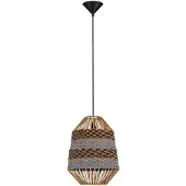 Nova Luce Suspension en rotin Copos bleu avec marron