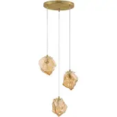 Lyora Suspension Odelle Or 3 lumières avec verre ambré