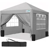 Selius Pavillon pliable de 3x3 mètres, imperméable, avec parois latérales