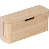 Relaxdays Boîte à câbles pour multiprise, en bambou, avec couvercle magnétique, HBT 14,5 x 34 x 11 cm, pour dissimuler les câbles, boîte pour multiprise, couleur naturelle