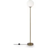 Maytoni Lampadaire, métal couleur laiton, verre blanc mat, H 155cm