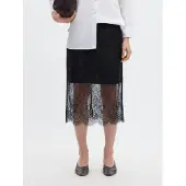 Selected Dentelle Jupe Mi-longue Femme Le noir M