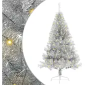 vidaXL Sapin de Noël artificiel pré-éclairé Argent 120 cm PET