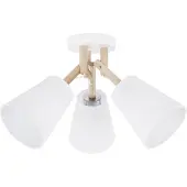 TK Lighting Plafonnier VAIO blanc et bois clair, 3xE27x15W, tissu, dimensions : 30x46x46 cm, IP20, TK-Lighting