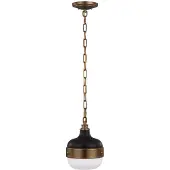 Elstead Lighting Suspension Cadence, laiton antique foncé et noir mat, 1xE27x60W, verre, dimensions : 195,6 x 20,3 x 20,3 cm, IP20, Feiss