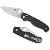 Spyderco Couteau pliant ButtonUp Carbon Fiber, lame à dents