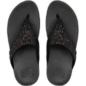Original Brands FitFlop Lulu, sandales à orteils en matière synthétique pailletée, couleur noire, taille 43