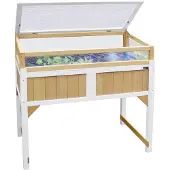 Axi Table De Culture En Bois Avec Bac & Voile De Jardin | Potager Sur Pied / Jardinière Avec Serre En Marron & Blanc