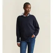 Gant pour femme. 4802415 Pull col rond marine (L), Casuel, Laine