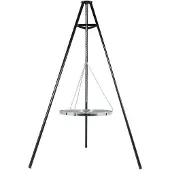 RedFire Barbecue Trépied 172 cm Noir – Grille Suspendue Réglable Ø65 cm, BBQ Extérieur Stable avec Chaîne, Grill sur Feu de Camp