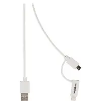 Valueline - Câble de chargement / de données - USB mâle pour Micro-USB de type B, Lightning mâle - 1 m - blanc