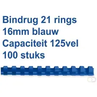 GBC Baguettes à relier , plastique, Ø 16 mm, 100 p., bleu
