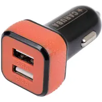 Caruba USB Dual Car Charger, Zwart/Rood