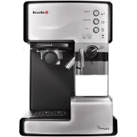 Breville VCF045X Machine à café et expresso PrimaLatte, convient pour le café en poudre ou en dosettes, 15 bars, mousseur à lait, argent/blanc